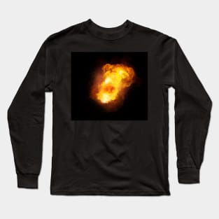 Fiery bomb explosion, orange color with sparks and smoke Long Sleeve T-Shirt